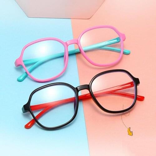 Children Stylish Dual Colors Anti-Blue Light Eyes Protection Flat Eyeglasses