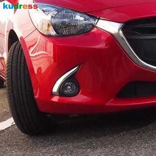 For Mazda 2 Demio DJ Hatchback 2014-2016 2017 2018 5Door Chrome ABS Front Head Fog Light Foglight Lamp Eyelid Eyebrow Cover Trim