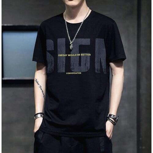 Short-Sleeved T-Shirt Mens 2021 Summer New Style Korean Youth Casual Tide Brand Round Neck Cotton T-shirt Top Mens