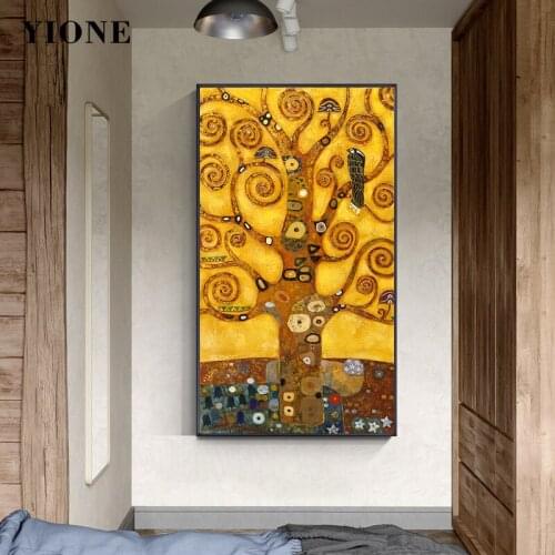 The Tree of Life Canvas Poster Classic Abstract Artist Oil Painting Retro Wall Art Picture Prints Decoration for Living Room