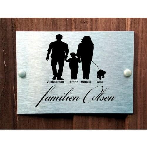 Customized Aluminum-plastic Composite Panel New Family Design Door Plaque Personalised With Family Name Silver Gold