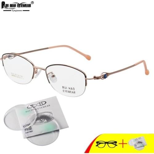 Customize Prescription Glasses Fashion Glasses Frame Fill Resin Lenses Customize Myopia Progressive Half Rimless Spectacles 8020