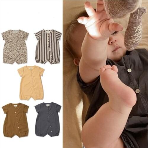 Children Summer New K* Brand rompers 2021 Short Sleeve Striped Overalls New Born Baby Boys Clothes Onesie Lovely Solid Bebe w199