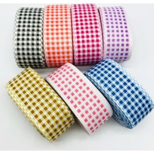 5yards 25mm Grosgrain Ribbon Printing Plaid Polyester Ribbon For Hair Bow Party Christmas Wedding Decoration DIY Gift Wrapping