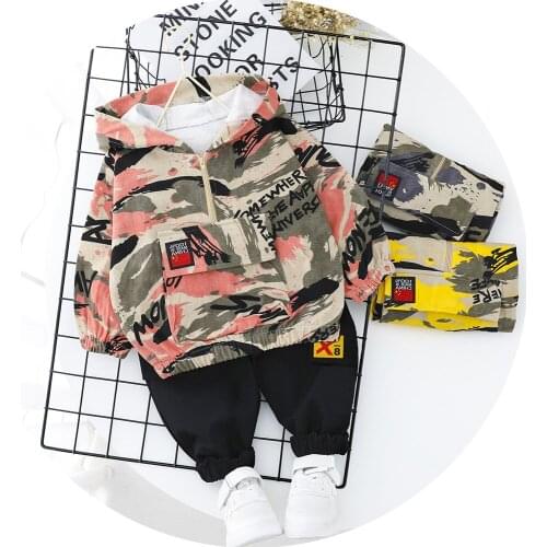 Boys Girls Spring Autumn Clothing 2020 New Boys Camouflage Suit Childrens Clothing Baby Two-piece Suit Foreign Girl Sports Suit