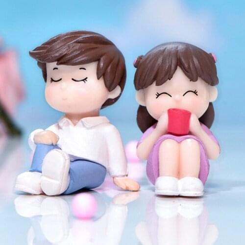 2pcs/set Mini Sweet Lovers Dolls Model Miniature Diy Figurine Ornaments Decoration Figures Landscape Fairy Garden Ornaments