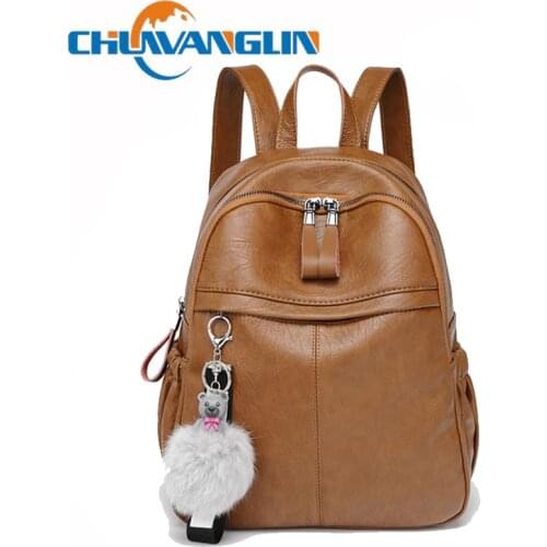 Chuwanglin Fashion Genuine Leather backpack womens mochila feminina school backpack Simple back pack travel bags B5180