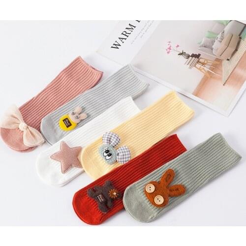 Newborn Toddler Socks Cartoon Doll Socks Baby Knee High Tube Non-Slip Socks Boys Girls Children Cotton Socks Baby Socks