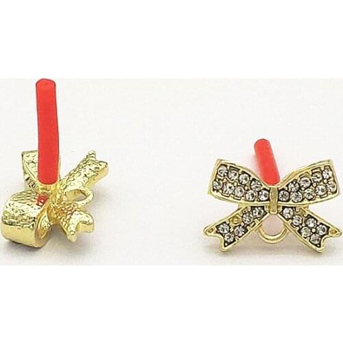 New Arrival! 11x17mm 100pcs Rhinestone Bows Shape Ear Stud for Handmade Necklace/Earring DIY Parts,Jewelry Accessories Findings