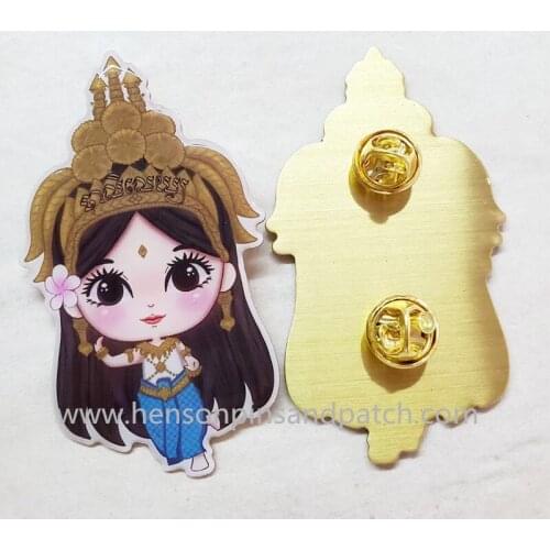 Custom bronze printed cartoon elite pin