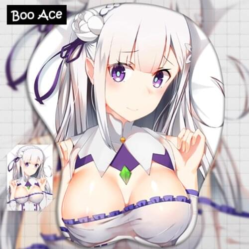"Re: Zero" Emilia Anime 3D Oppai Mouse Pad Wrist rest