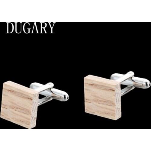 DUGARY Luxury shirt cufflinks for mens cuff buttons cuff links High Quality Square wood wedding abotoaduras Jewelry gemelos