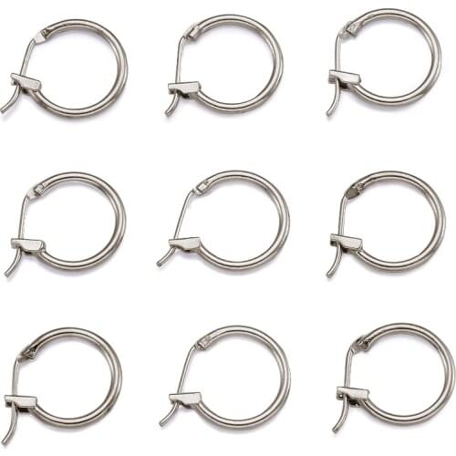 200 PCs Brass Hoop Earrings, Nickel Free, Platinum Color, 14mm/16mm in diameter, 1.5mm thick