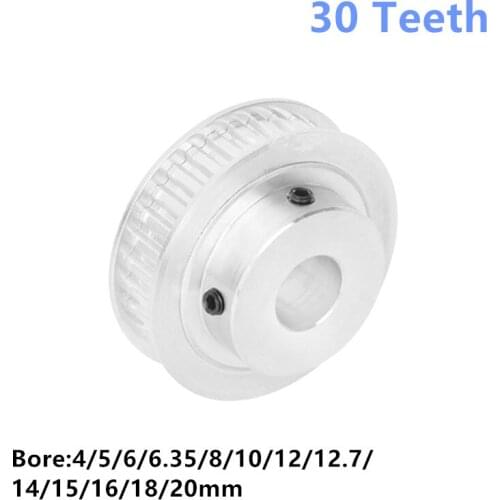 Timing Belt Pulley 30 Teeth Bore 5/6/6.35/8/10/12/12.7/14/15/16/18/20mm For 3D Printer Parts