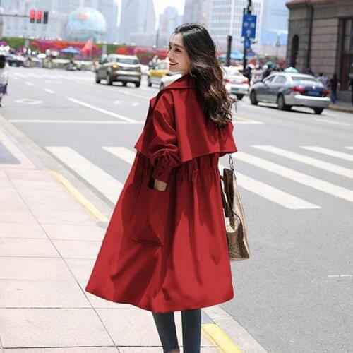Women Trench Long Section Solid Color Coat 2021 New Lightweight Casual Ladies Windbreaker Collection Korean Fashion Trench Coat