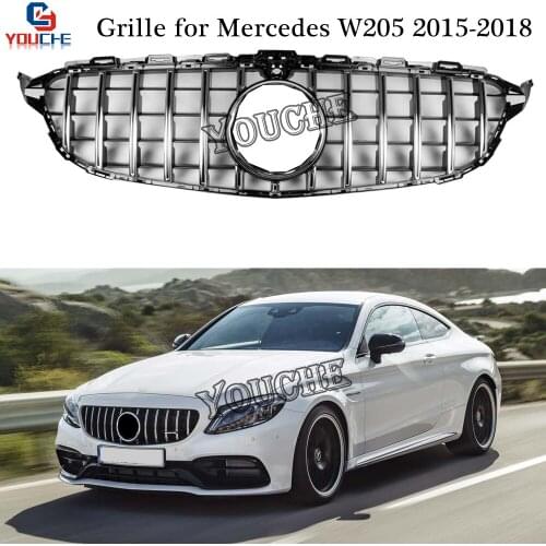 W205 Front Hood Grill for Mercedes C W205 AMG Package C180 C200 C250 C300 C350 2015 - 2018 GT / Diamond / AMG Style Grille