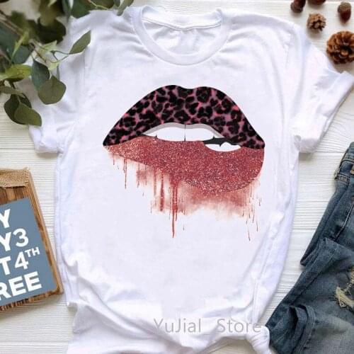 2021 Hot Sale Sexy Leopard Lips Print T-Shirt WomenS Clothing Summer Fashion Cool Tshirt Femme Harajuku Shirt Short Sleeve Tops