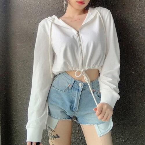 Womens Jackets Solid Simple style Long sleeve Hooded Coats Casual Autumn Spring Clothes Zip up Drawstring Outwear Slim Top 2020