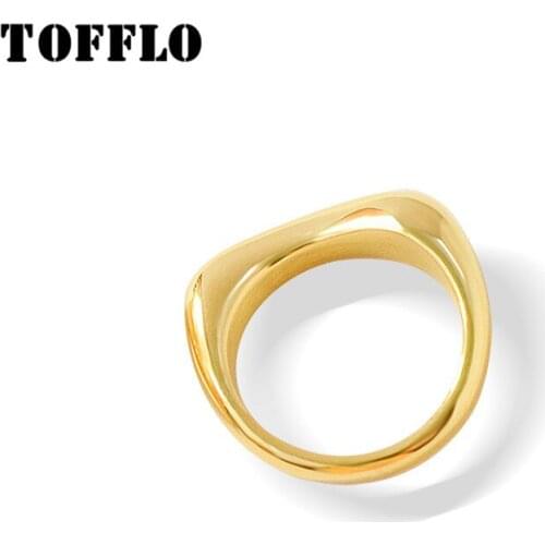 TOFFLO Stainless Steel Jewelry Irregular Fold Ring Female Water Drop Shape Geometric Simplicity And Temperament Ring BSA113