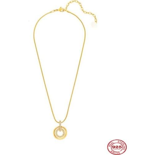 2020 New Fashion Charm Pure 925 Silver Original 1:1 Copy, Simple Design Hoop Design Wild Necklace Female Luxury Jewelry Gifts