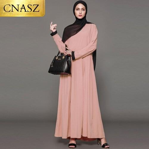 Muslim Ladies Abaya Pink Long Sleeve Muslim Dress Islamic Turkish Style Abaya Arabic Dress Beautiful Islamic Women Clothing