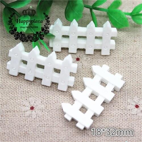 10pcs Cute Resin White Fence Simulation Miniature Art Flatback Cabochon DIY Craft Decoration,18*32mm