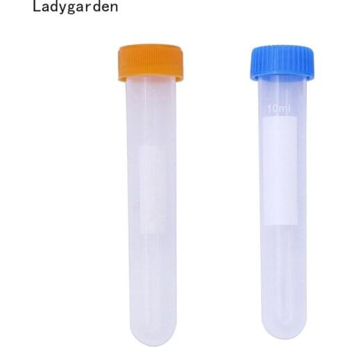 10PCS 10ml Plastic Test Tubes Vials Sample Container Powder Craft Screw Cap Bottles Bins Office School Chemistry Storage Boxes