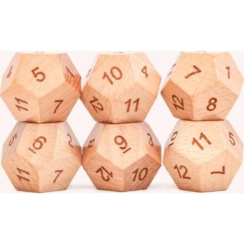 2 Piece Solid Wooden Dice 12 Sided Sculpture Digital Dice for Club/Party/Family DIY Games Accessories 30mm