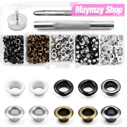 200pcs Metal Eyelets Grommets Punch Installer Tool Set Eyelets Kits For Clothing Shoes Caps Belt LeatherCrafts With Storage Box