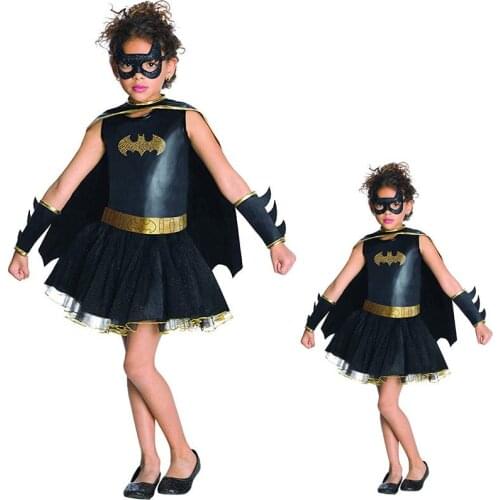 2021 Little Black Girl Cosplay Clothing Bat Children Fantasy Fancy Dress For Kids Carnival Party Halloween Costume New Year Gift