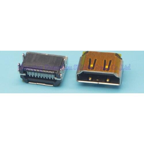 50pcs/lot High Quality HDMI female Jack 19pin Connector socket 4 fixed foot SMD for HD equipment Free shipping