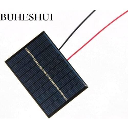 BUHESHUI Mini 0.6W 5V Solar Panel+Wire DIY Solar Panel Charger Polycrystalline For 3.7V Battery Light Study 80*55mm 50pcs