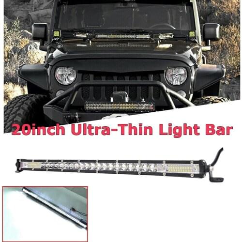 7D 200W 20inch Slim Led Bar Offroad Single Row Flood Spot Beam Work Light Bar for Truck SUV ATV Driving Lamp Car Styling 12V 24V