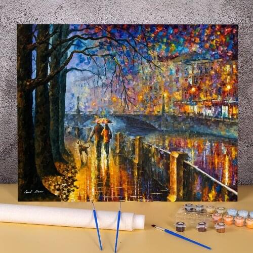 Alley By The River Coloring By Numbers Painting Kit Oil Paints 40*50 Oil Painting Decorative Paintings For Children Handicraft