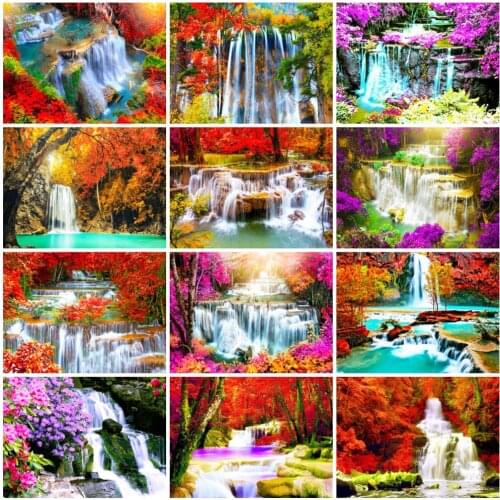 ZOOYA DIY 5D Diamond Painting Waterfall Full Square Round Diamond Embroidery Mountain Landscape Rhinestone Picture Home Decor