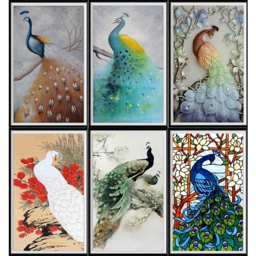 5d Diy Diamond Painting Animal Peacock Flower Landscape Imitation Cross Stitch Kit Crafts Handmade Gifts Home Decoration
