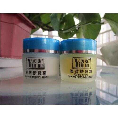 Free Shipping YINNI Green tea anti freckle skin care whitening cream for face 2 in1 remove pigment in 10 days Russia Version