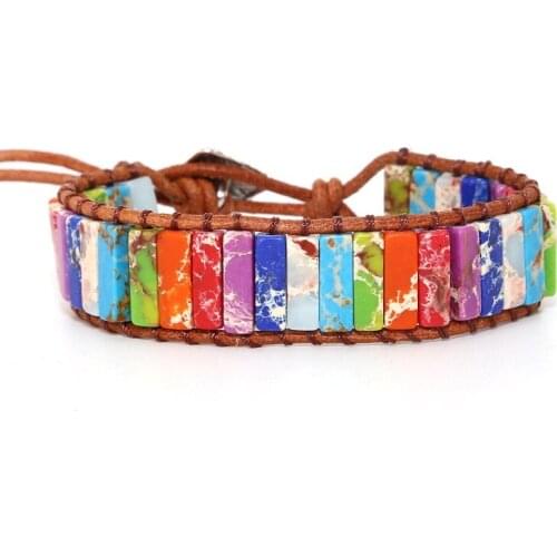2020 Colorful Imperial Bracelet Bohemia Stone Beads Wrap Hand Chain Fashion Handmade Leather Friendship Bracelet Female Gift