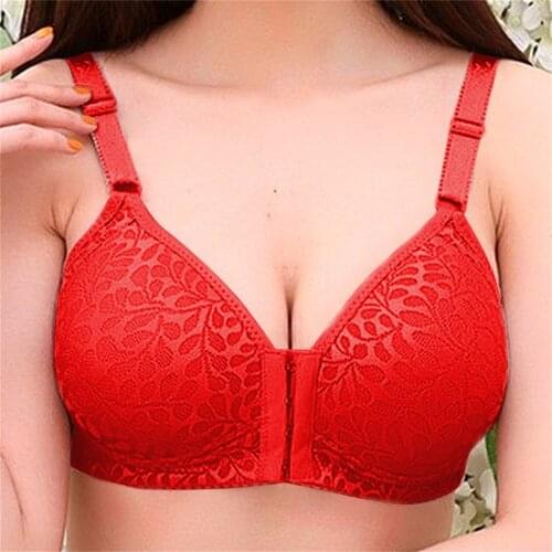 Adjustable Shoulder Strap Bralette Gather Shockproof Bra Push Up Womens Fixed Double Shoulder Bra Thin Die Cup Front Buckle
