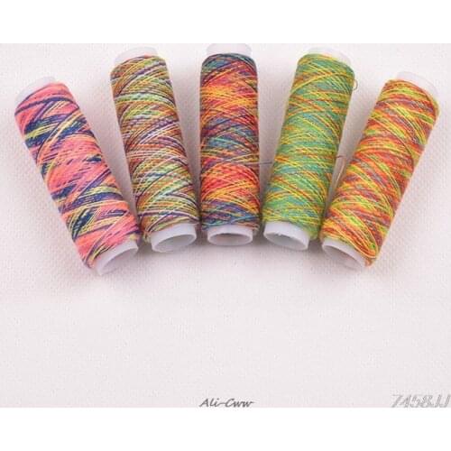 Sewing Machine Threads Overlocking String Polyester Colorful All Purpose 5PCS DropShip
