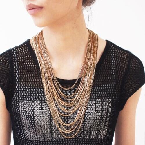 UKMOC Boho Gold Color Chain Pendants Necklace Women Charm Accessories Statement Necklaces Maxi Jewelry Collar Choker