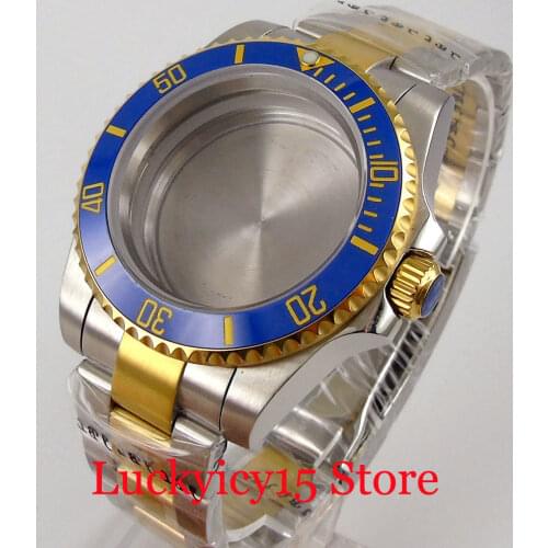 Mechanical Wristwatch Case Two-Tone Oyster Strap For NH35 NH35A NH36 Flat Sapphire Crystal