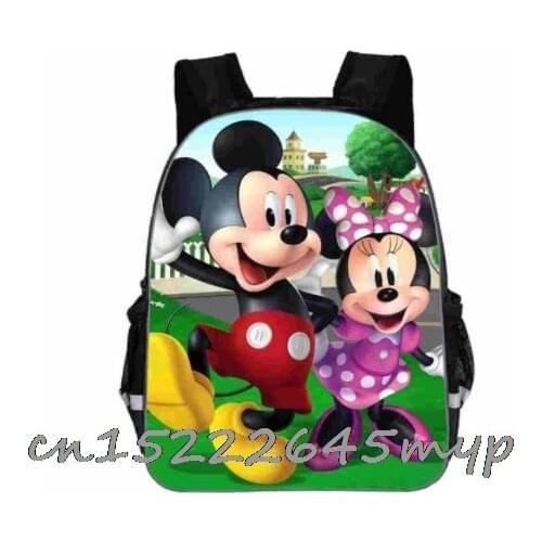 Disney New11- 18 Inch Mickey Mouse Minnie childrens schoolbag polyester large capacity Student Backpack lightening Backpack