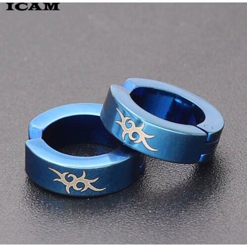 ICAM Anti-allergic titanium steel buckle tide Korean fashion stainless steel earring punk male and female buckle Girl gift