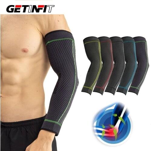 Getinfit 1PCS Elbow Support Compression Sleeve Elbow Protective Sleeves Absorb Sweat Breathable Gym Sport Protection Arm Support