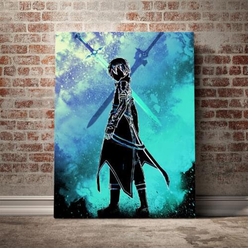 Sword Art Online Kirigaya Kazuto SAO Canvas Wall Art Decoration prints for living Kid Children room Home bedroom decor Painting
