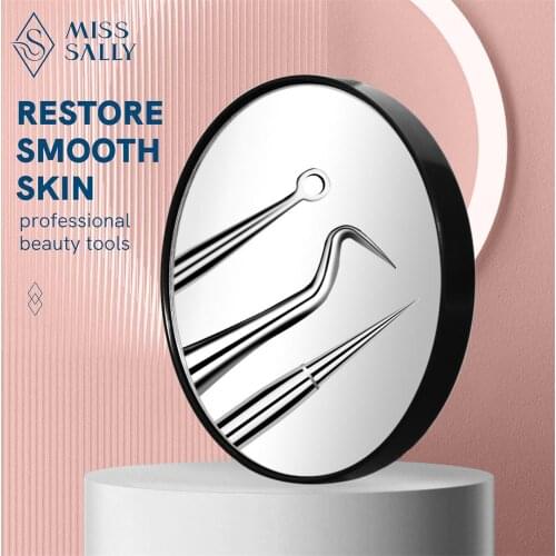 Miss Sally 3pcs Blackhead Remover Stainless Steel Pimple Extractor Tool Acne Removal Kit with 10X Magnifying Makeup Mirror