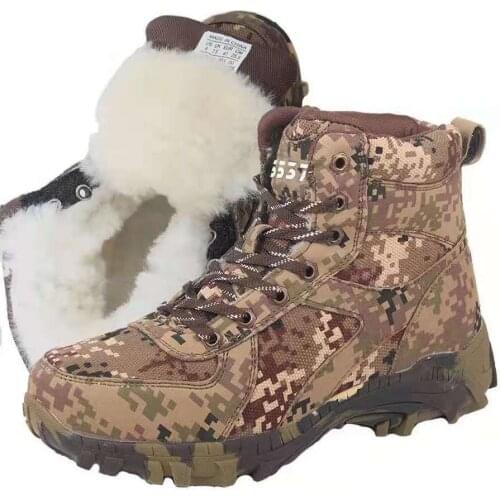 Fashion Snow Boots Winter New Plus Velvet Thick Mens Cotton Shoes Warm High-Top Outdoor Wool Cold Boots Non-slip Cotton Boots