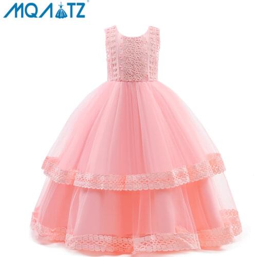Girl Princess Lace Pageant Party Formal A-line Bridesmaid Wedding Carnival Communion Dress Infant Children Costume 4-14 Year