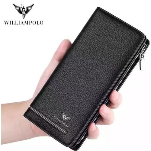 Genuine Leather Luxury Brand Men Wallets Long Purse Wallet Male Clutch Business Organnizer Wallet Coin PL219